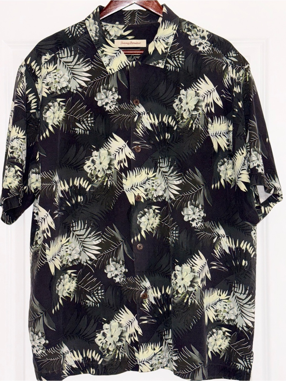 Tommy Bahama Mens XL 100% Silk Multicolor Tropical Palm Short Sleeve Camp Shirt